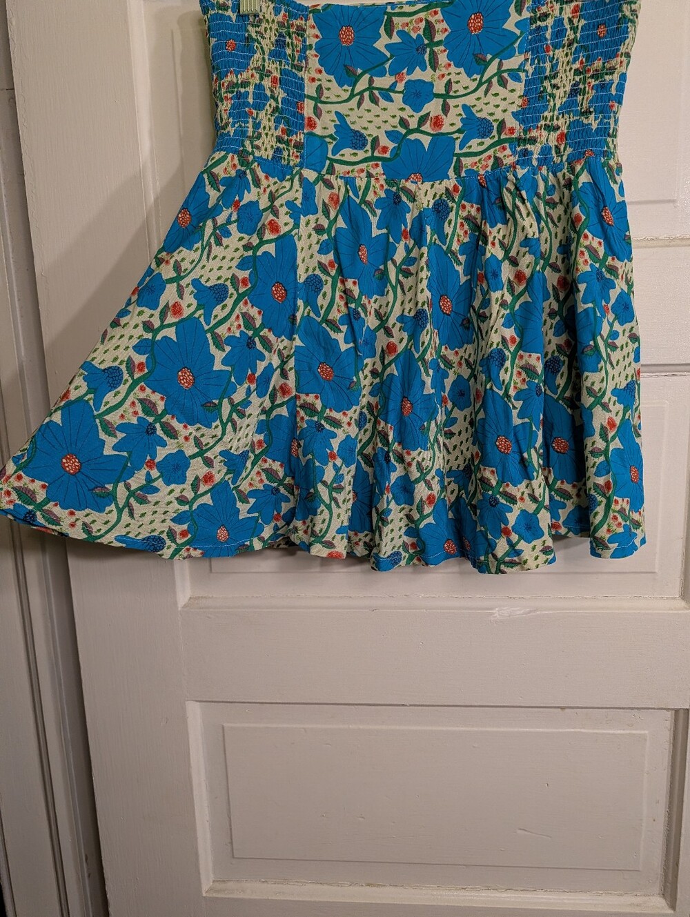 Natural Life Floral Smocked Mini Skirt Size M Blue Boho Cottagecore - Picture 4 of 8